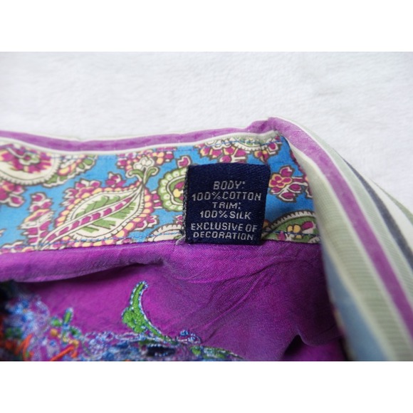 Robert Graham Shirt Mens Large Striped Long Sleeve Button Up Silk Trim Designer - Picture 14 of 14